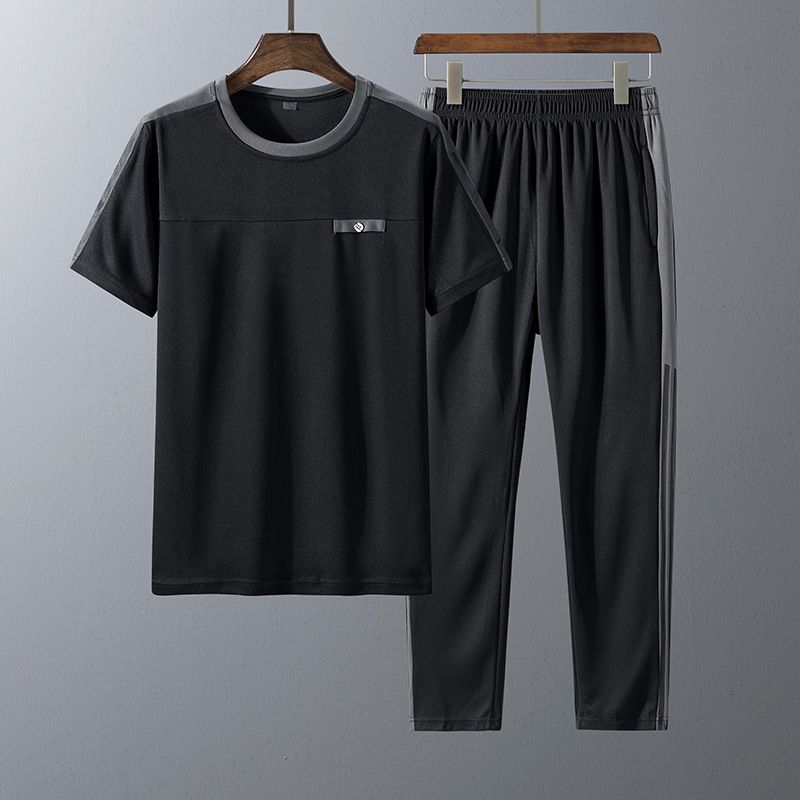 Men's Clothing Middle aged and elderly sports suits men's summer casual suits men's dad's summer short sleeved trousers factory direct sales_maomaolike.com