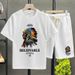 Men's Clothing waffle polo shirt short sleeved T shirt set summer loose clothes tops and pants suits for men_maomaolike.com