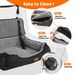 coral Fleece Dog Booster Seat, Pet Travel Bed With Storage And Clip-on Leash, For Large Dogs 70 Lbs Or 2 Medium/Small Dogs_maomaolike.com