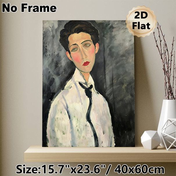 Gentleman Portrait Painting Poster, Vintage Expressionist Style Poster, Soft-toned Portrait Of A Man In Shirt And Tie, Classic Artistic Decor For_maomaolike.com