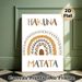 Hakuna Matata Themed Painting Poster, Bohemian Earth-toned Patterned Rainbow With Leaf Accents Poster, Positive Relaxing Decor For Living Room_maomaolike.com