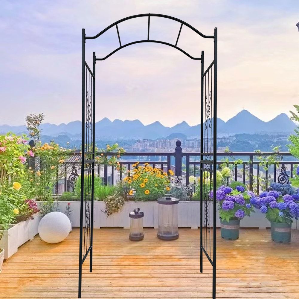 Metal Garden Arch Garden Arbor Trellis Climbing Plants Support Arch Outdoor Arch Wedding Arch Party Events Archway Black_maomaolike.com