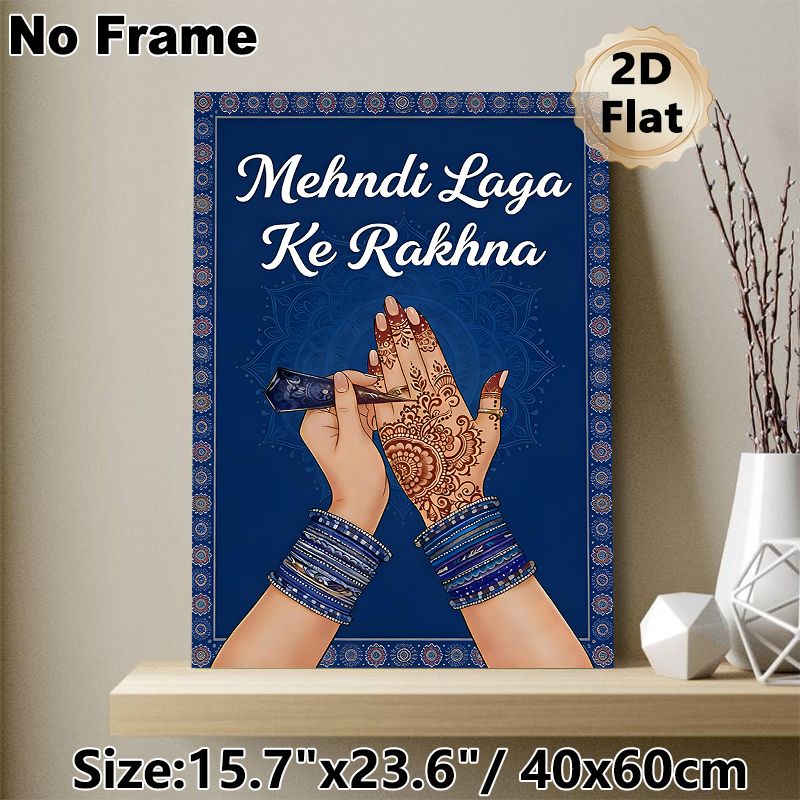 Mehndi Themed Painting Poster, Rich-toned Ethnic Style Poster, Cultural Festive Design, Ideal For Wedding Venue, Cultural Event Space Or Home Decor_maomaolike.com