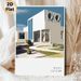 Modern Architecture Painting Poster, Sleek Minimalist Geometric House With Neat Garden Poster, Contemporary Clean Visual Suitable For Living Room_maomaolike.com