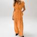 Women's Clothing Versatile vitality orange cotton and linen commuting street style sleeveless lace-up vest wide-leg pants suit_maomaolike.com
