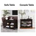 Retro Design Console Table With Two Open Shelves, Pine Solid Wood Frame And Legs For Living Room_maomaolike.com