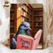Pigeon Reading Book Painting Poster, Rich-toned Oil Painting Style Poster, Playful Quirky Literary Decor Ideal For Library, Study Room_maomaolike.com