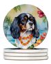Cavalier Spaniel Luau Large Sandstone Coasters Pack Of 4 Absorbent Round Coasters Decor Gifts For Men Or Women, 4 In, Multicolor_maomaolike.com