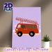 Fire Truck Themed Painting Poster, Cute Cartoon Style Red Fire Truck With Ladder Poster, Vibrant Playful Wall Decor Suitable For Living Room, Bedroom_maomaolike.com