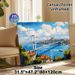 Bosphorus Bridge Cityscape Painting Poster, Vibrant Impressionist-style Scenic Bridge Over Blue Waters With Coastal Houses And Mosque Poster_maomaolike.com