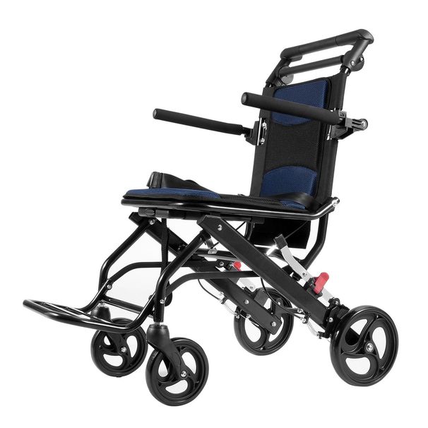 VEVOR Wheelchair Aluminum Alloy Transport Chair Foldable 15.75-In W Seat 220lbs_maomaolike.com