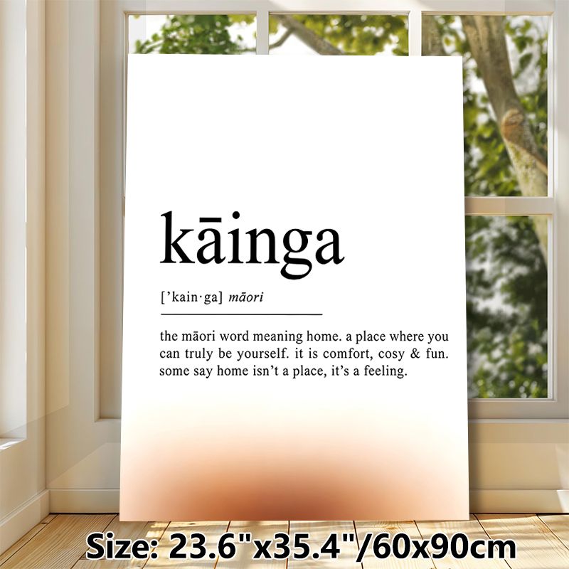 Maori "Kainga" Home Definition Painting Poster, Minimalist Typographic Text Poster, Warm Cozy Home-themed Decor Suitable For Living Room, Bedroom_maomaolike.com