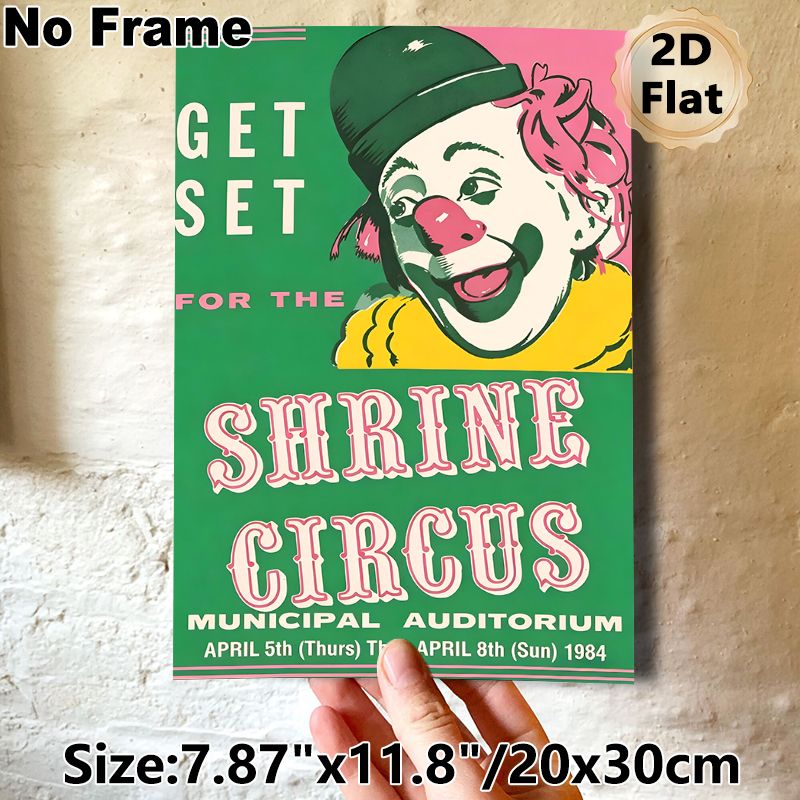 Circus Clown Painting Poster, Vintage Retro Vibrant Shrine Circus Themed Poster, Nostalgic Vintage Circus Artwork For Decorative Display, Ideal For_maomaolike.com