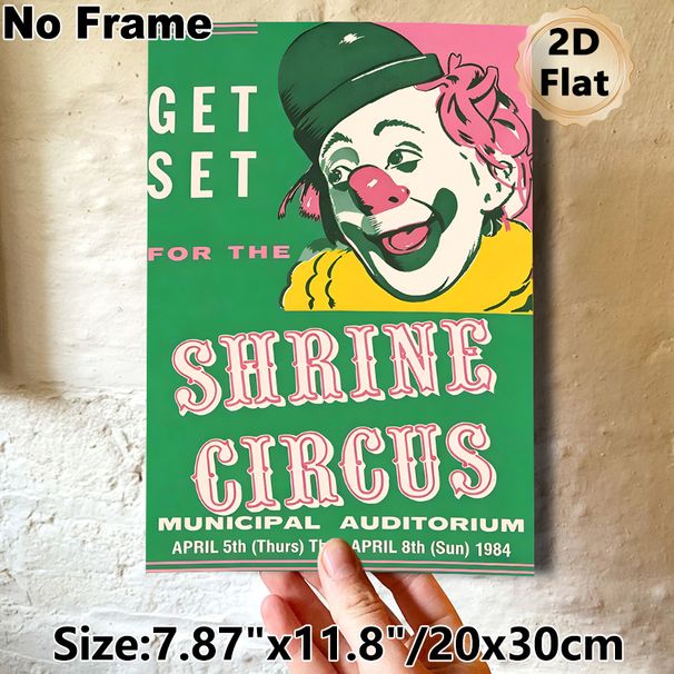 Circus Clown Painting Poster, Vintage Retro Vibrant Shrine Circus Themed Poster, Nostalgic Vintage Circus Artwork For Decorative Display, Ideal For_maomaolike.com