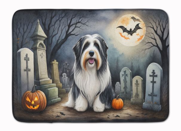 Bearded Collie Spooky Halloween Memory Foam Kitchen Mat Machine Washable Anti-Fatigue Mat Cushion Comfort Bath Mat Or Kitchen Rug_maomaolike.com