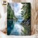Forest Lake Landscape Painting Poster, Serene Watercolor Nature Scene Poster, Misty Mountain, Lush Evergreens & Clear Lake Design Brings Tranquil_maomaolike.com