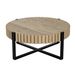 Round Coffee Table, Handcraft Drum Coffee Table With Gear Design & Cross Metal Base, Wood Grain MDF Top, 31.5 Modern Compact Coffee Table For Living Room Apartment_maomaolike.com