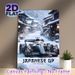 Japanese GP F1 Racing Painting Poster, Elegant Floral-patterned Race Car In Snowy Traditional Japanese Village Poster, Dynamic Racing Art With_maomaolike.com