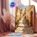 Casbah Of Algiers Alley Painting Poster, Warm-toned Impressionist Mediterranean Lane Poster, Vivid Rustic Architectural View Ideal For Living Room_maomaolike.com