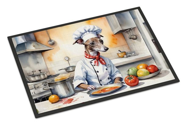 Italian Greyhound The Chef Doormat Front Door Mat Indoor Outdoor Rugs For Entryway, Non Slip Washable Low Pile, 24H X 36W_maomaolike.com