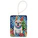 White English Bulldog Christmas Reindeer Porcelain Ornament Christmas Tree Hanging Decorations For Home Christmas Holiday, Rectangle, Gift, Multicolor_maomaolike.com