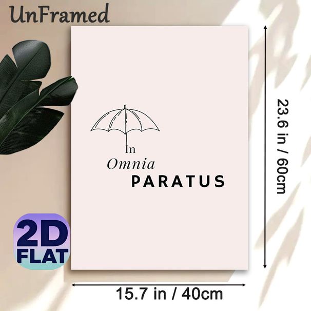 Umbrella & Latin Quote Painting Poster, Minimalist Line Art Umbrella & Typography Poster, Inspirational Motivational Wall Decor For Living Room_maomaolike.com