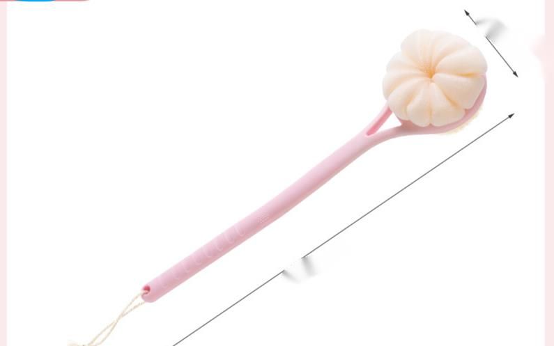 Long Handle Soft Bristle 2-in-1 Back Scrubber Double-Sided Bathroom Shower Brush Ball Bath Tool_maomaolike.com