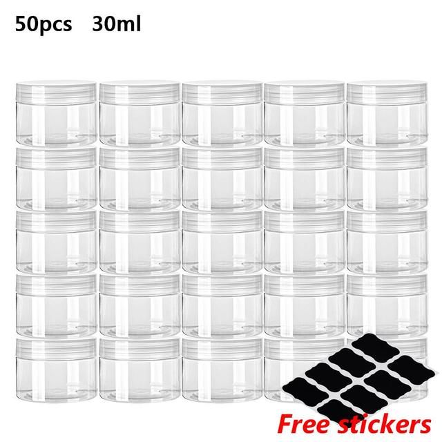 50Pcs Empty Plastic Jars Cosmetic Herbs 30/50/60/80/100/120/150ml Crafts Storage Face Clear Can Tin Cream Food Container Bottles_maomaolike.com