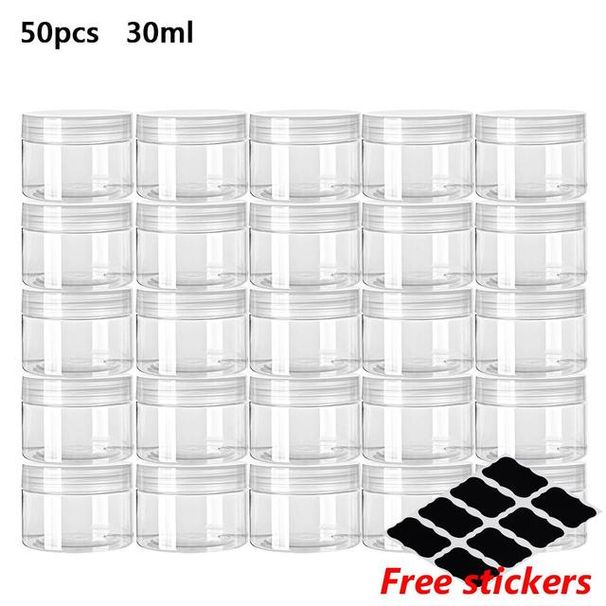 50Pcs Empty Plastic Jars Cosmetic Herbs 30/50/60/80/100/120/150ml Crafts Storage Face Clear Can Tin Cream Food Container Bottles_maomaolike.com