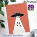 UFO Abduction Painting Poster, Retro Minimalist UFO & Human Silhouettes Poster, Unique Sci-fi Inspired Wall Art Ideal For Living Room, Bedroom, Game_maomaolike.com