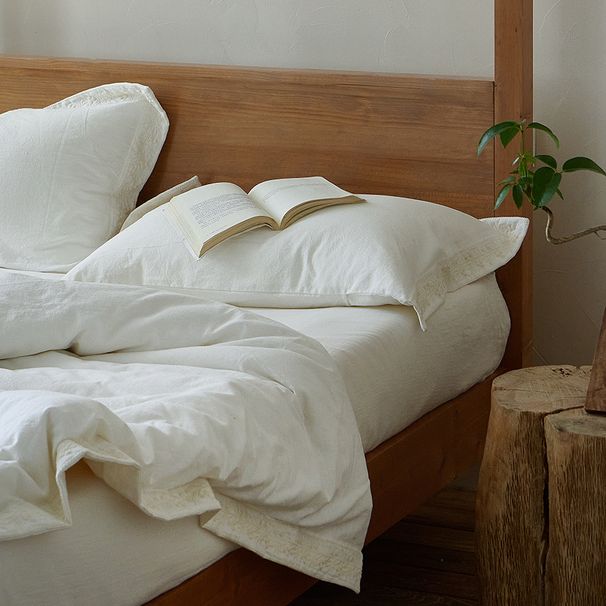 Wholesale Japanese White Embroidered Linen Pure Four-Piece Nordic Style Homestay Full Yarn-Dyed Washed Cotton 4-Piece Set_maomaolike.com