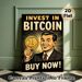 Bitcoin Investment Painting Poster, Vintage Retro Style Poster, Eye-catching Crypto-themed Design With Bold Text And Smiling Man Holding Bitcoin_maomaolike.com