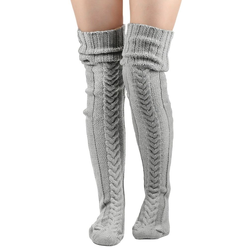 Unisex Over the knee pile socks thick wool floor socks for women's foot warmers knitted long over the knee socks_maomaolike.com