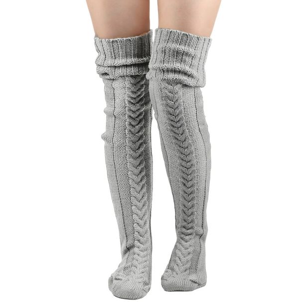 Unisex Over the knee pile socks thick wool floor socks for women's foot warmers knitted long over the knee socks_maomaolike.com