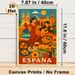 Spain Themed Painting Poster, Vintage Vibrant Spanish Cultural Scene Poster, Showcases Flamenco Dance, Local Cuisine & Iconic Landmarks, Ideal For_maomaolike.com