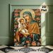 Virgin Mary And Child Religious Painting Poster, Exquisite Traditional Sacred Icon Style Poster, Serene Spiritual Artwork Surrounded By Vivid Florals_maomaolike.com