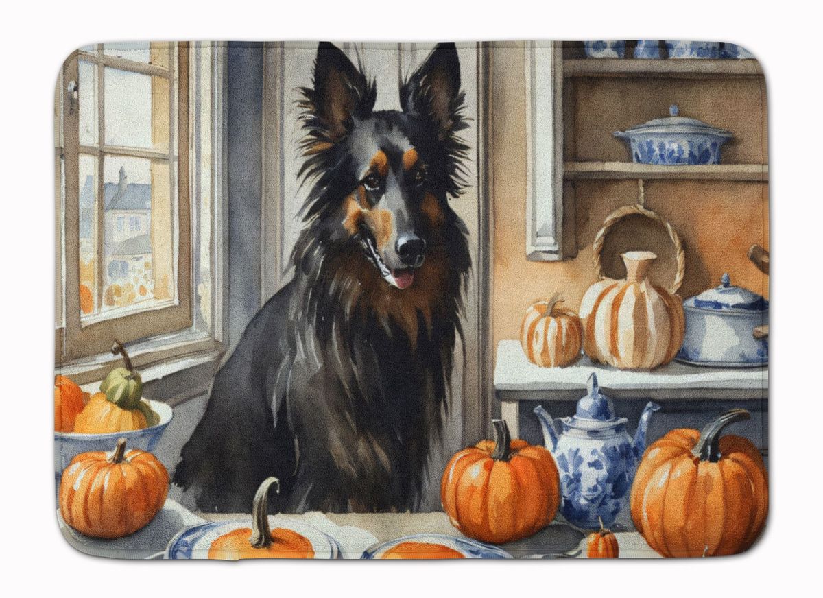 Belgian Sheepdog Fall Kitchen Pumpkins Memory Foam Kitchen Mat Machine Washable Anti-Fatigue Mat Cushion Comfort Bath Mat Or Kitchen Rug_maomaolike.com