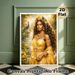 Golden Royal African Goddess Painting Poster, Lush Enchanted Forest Style Poster, Exquisite Detailed Artwork Of Elegant Goddess In Golden Attire With_maomaolike.com