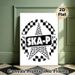 SKA-P Typography Painting Poster, Monochrome Checkered & Star Graphic Poster, Sleek Retro-style Print Ideal For Living Room, Music Studio Decor_maomaolike.com