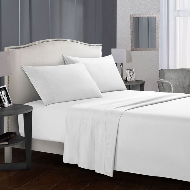 100% Cotton Percale Sheets 4 Pieces Bedding Set - Flat, 1 Fitted Sheet 2 Pillowcases, Crisp Cool And Strong Bed Linen_maomaolike.com