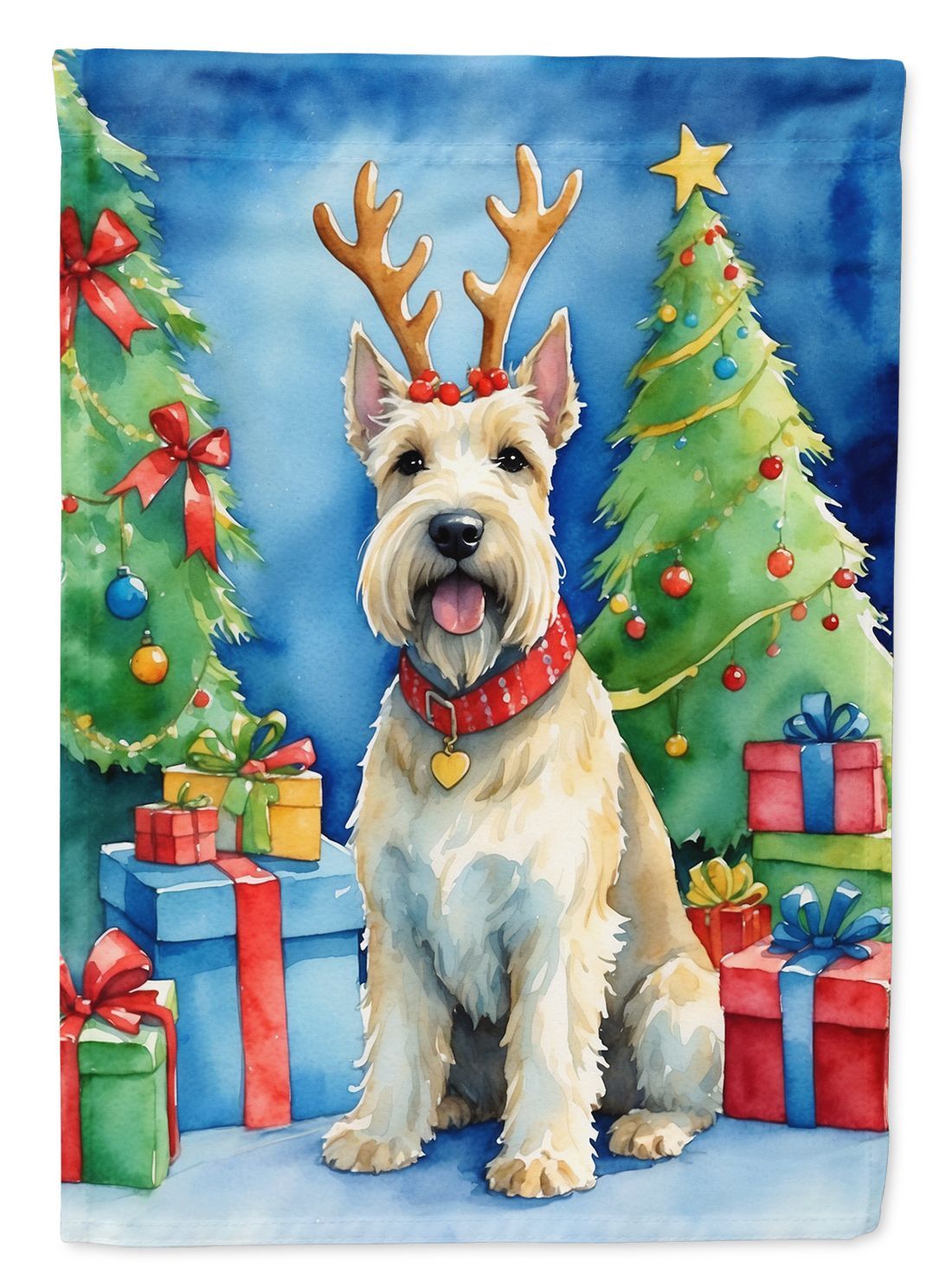 Scottish Terrier Christmas Reindeer House Flag Large Porch Sleeve Pole Decorative Outside Yard Banner Artwork Wall Hanging, Polyester, House Size, Multicolor_maomaolike.com