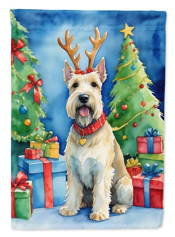Scottish Terrier Christmas Reindeer House Flag Large Porch Sleeve Pole Decorative Outside Yard Banner Artwork Wall Hanging, Polyester, House Size, Multicolor_maomaolike.com