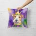 Fox Terrier King Of Mardi Gras Throw Pillow Machine Washable, Indoor Outdoor Decorative Pillow For Couch, Bed Or Patio, 18Hx18W_maomaolike.com