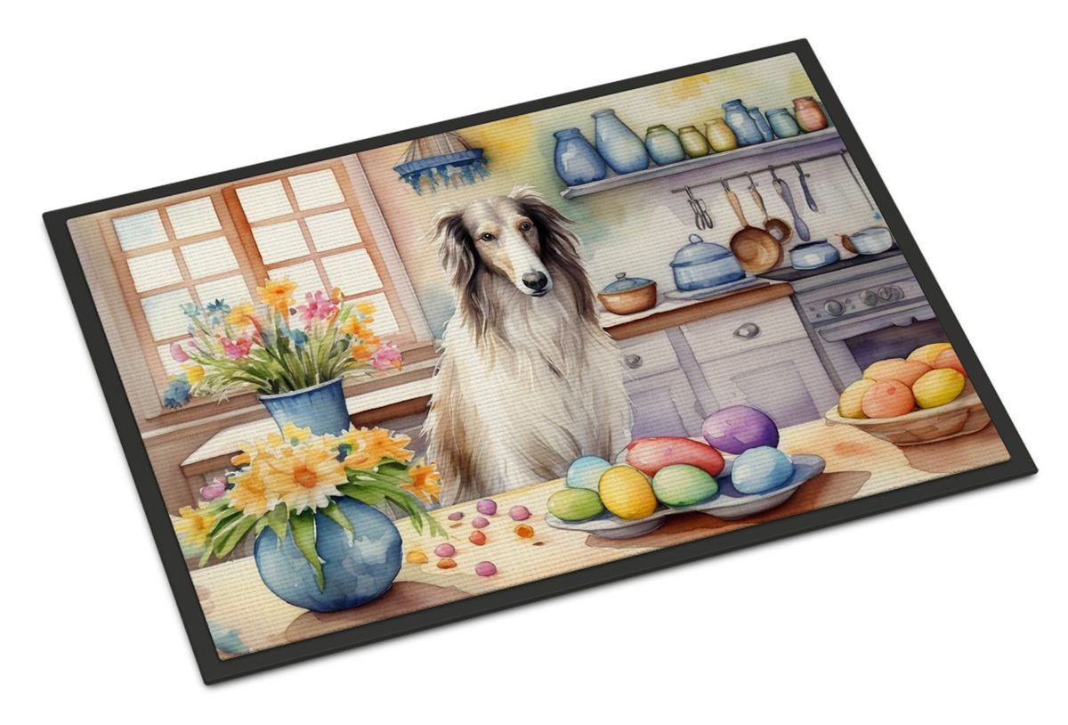 Decorating Easter Borzoi Doormat Front Door Mat Indoor Outdoor Rugs For Entryway, Non Slip Washable Low Pile, 24H X 36W_maomaolike.com