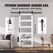 VEVOR Barn Door And Hardware Kit, 36" X 84" Wood And Glass Sliding Barn Door, Smoothly And Quietly, Barn Door Kit With 8-in-1 Floor Guide And Door Handle, Spruce Wood Slab And Frosted Glass_maomaolike.com