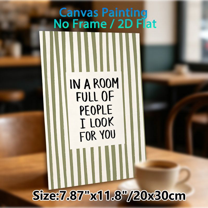Romantic Quote Painting Poster, Olive Green Hand-drawn Striped Poster, Warm Heartfelt Message Ideal For Bedroom And Living Room Wall Decor_maomaolike.com