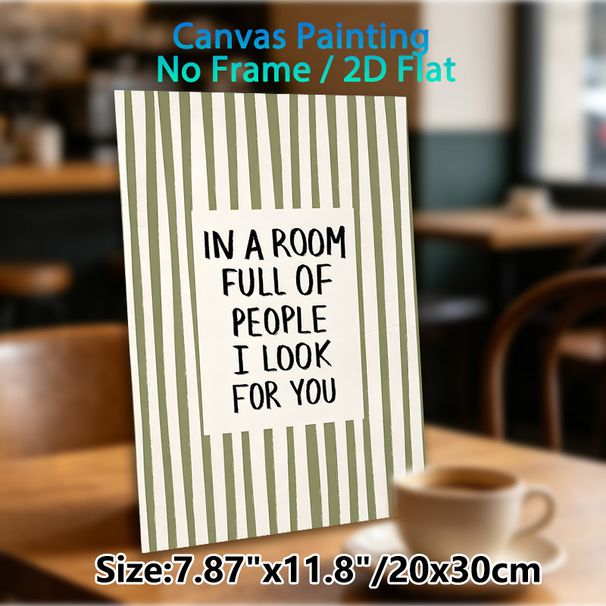 Romantic Quote Painting Poster, Olive Green Hand-drawn Striped Poster, Warm Heartfelt Message Ideal For Bedroom And Living Room Wall Decor_maomaolike.com