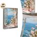 Coastal Window With Roses Painting Poster, Dreamy Impressionist-style Poster, Tranquil Ocean View With Pink Floral Design, Ideal For Bedroom And_maomaolike.com