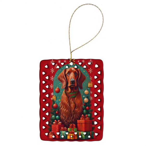 Irish Setter Holiday Christmas Porcelain Ornament Christmas Tree Hanging Decorations For Home Christmas Holiday, Rectangle, Gift, Multicolor_maomaolike.com