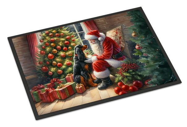 Gordon Setter And Santa Claus Doormat Front Door Mat Indoor Outdoor Rugs For Entryway, Non Slip Washable Low Pile, 24H X 36W_maomaolike.com
